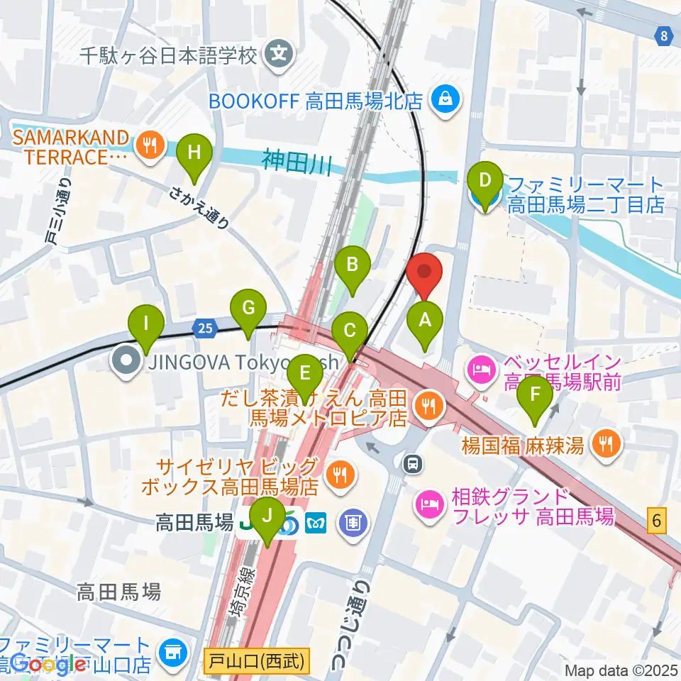 高田馬場LiveCafe mono周辺のコンビニエンスストア一覧地図