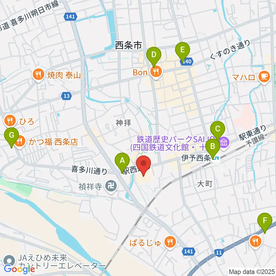 西条市総合文化会館周辺のコンビニエンスストア一覧地図