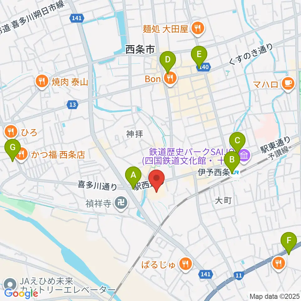 西条市総合文化会館周辺のコンビニエンスストア一覧地図
