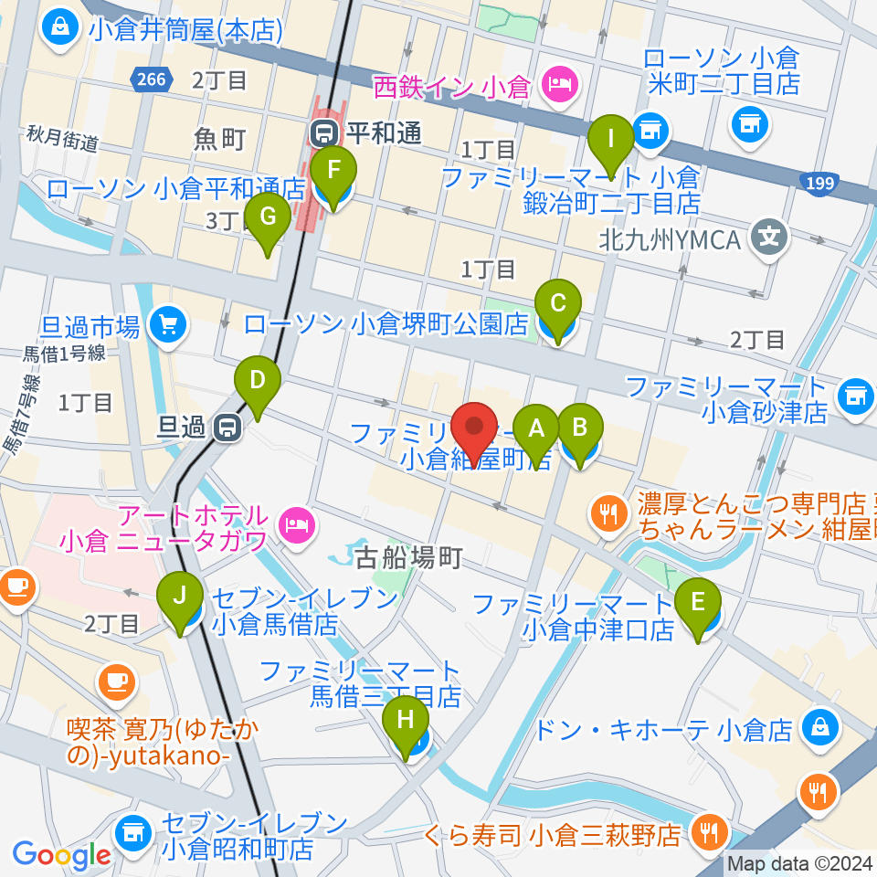 小倉UN kokura周辺のコンビニエンスストア一覧地図