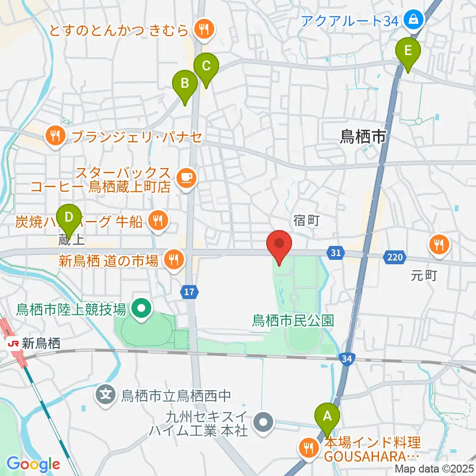 鳥栖市民文化会館周辺のコンビニエンスストア一覧地図