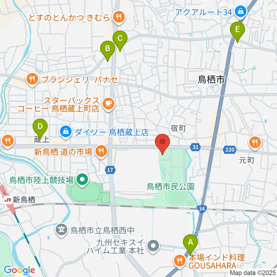 鳥栖市民文化会館周辺のコンビニエンスストア一覧地図