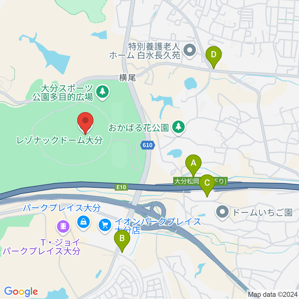 クラサスドーム大分周辺のコンビニエンスストア一覧地図