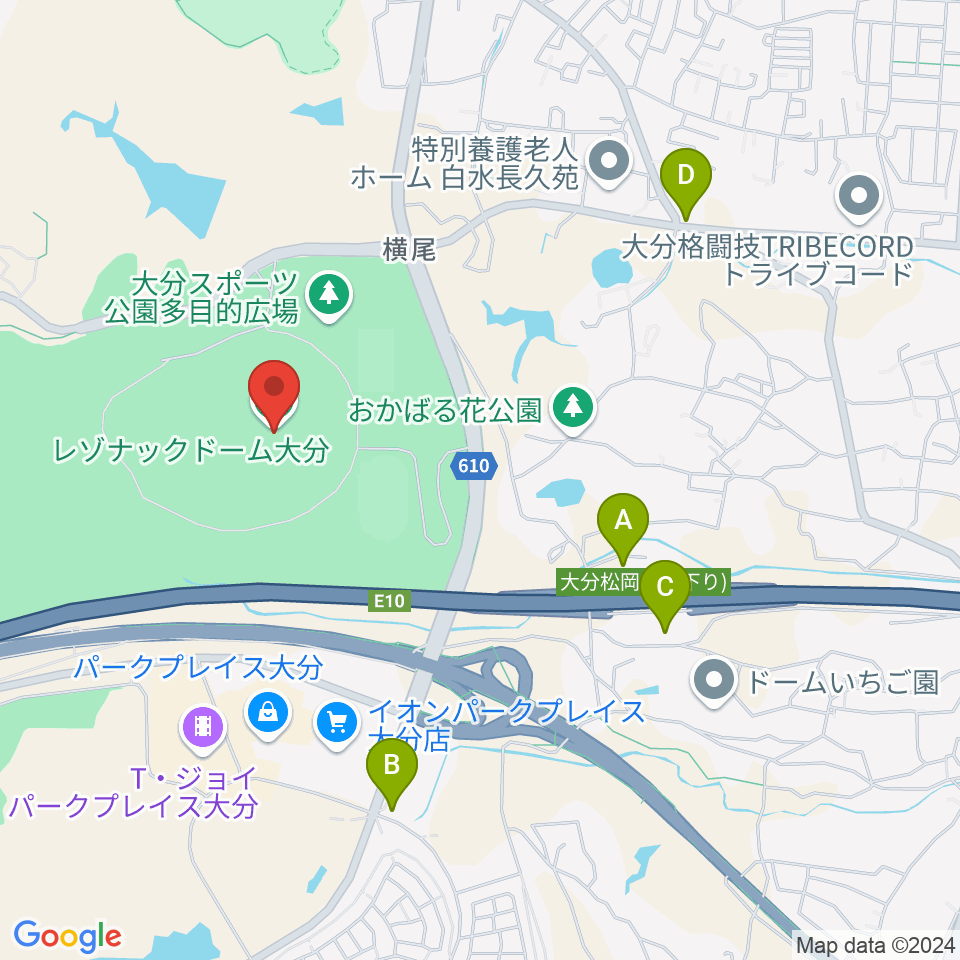 クラサスドーム大分周辺のコンビニエンスストア一覧地図