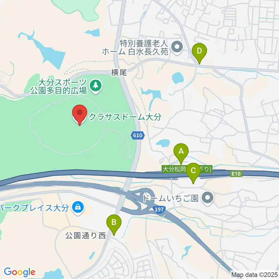 クラサスドーム大分周辺のコンビニエンスストア一覧地図