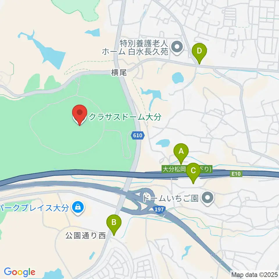 クラサスドーム大分周辺のコンビニエンスストア一覧地図