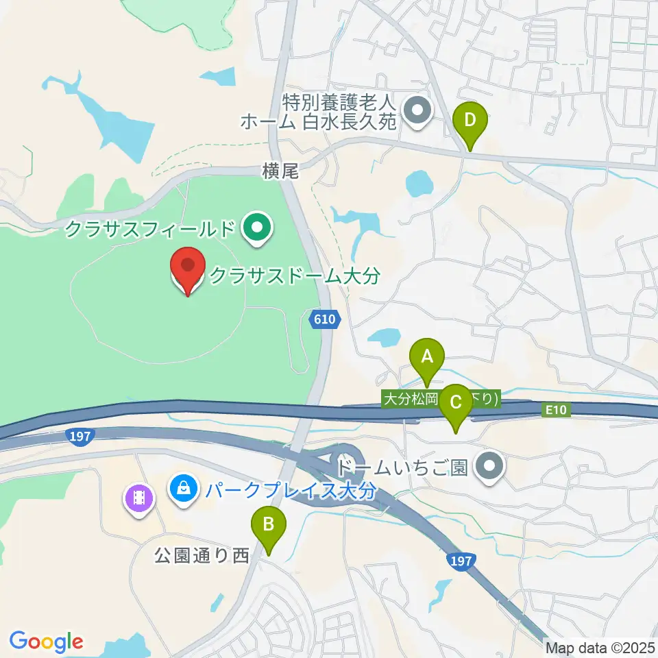 クラサスドーム大分周辺のコンビニエンスストア一覧地図