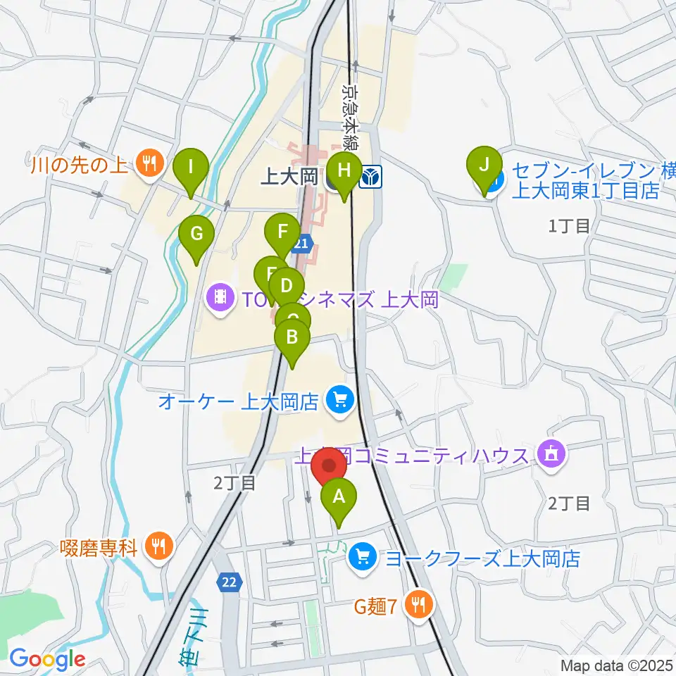 上大岡ギタースクール周辺のコンビニエンスストア一覧地図