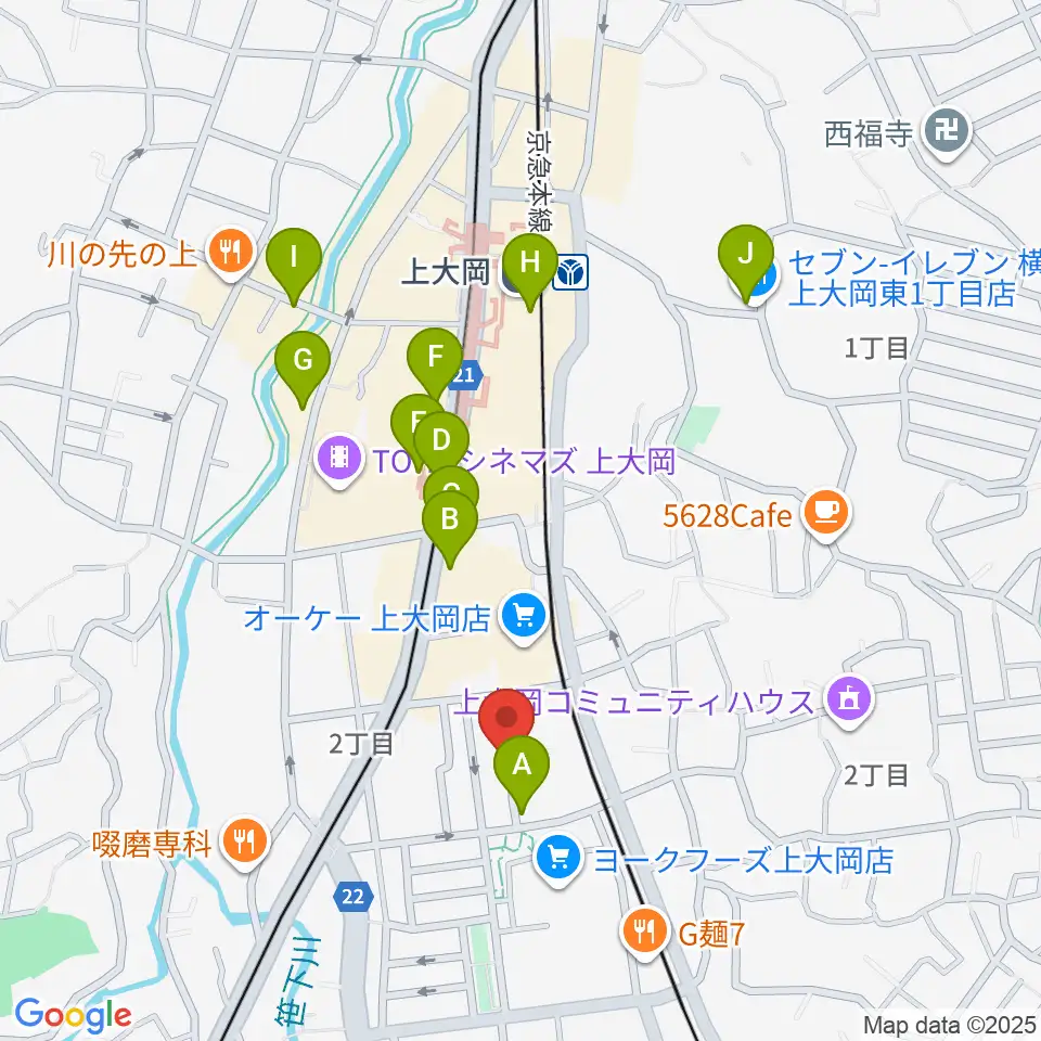 上大岡ギタースクール周辺のコンビニエンスストア一覧地図