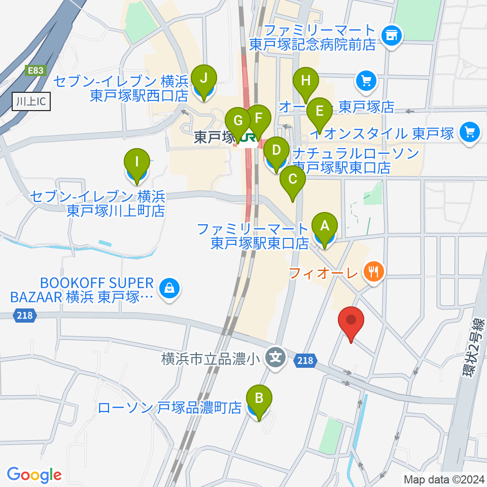 西本ギター教室周辺のコンビニエンスストア一覧地図