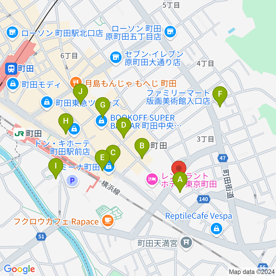 町田アイビー周辺のコンビニエンスストア一覧地図