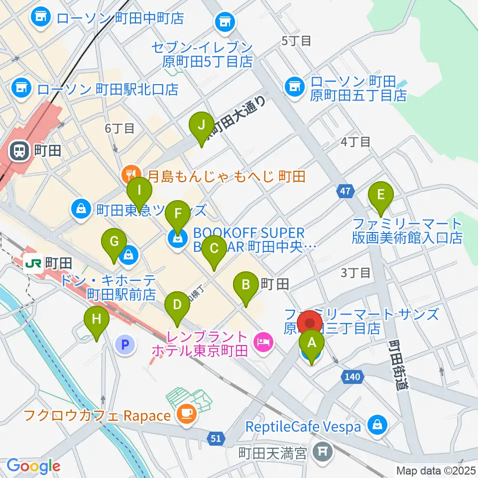 町田アイビー周辺のコンビニエンスストア一覧地図