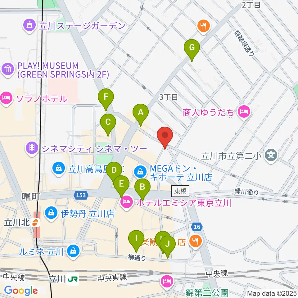 立川バー・ペンタトニック周辺のコンビニエンスストア一覧地図