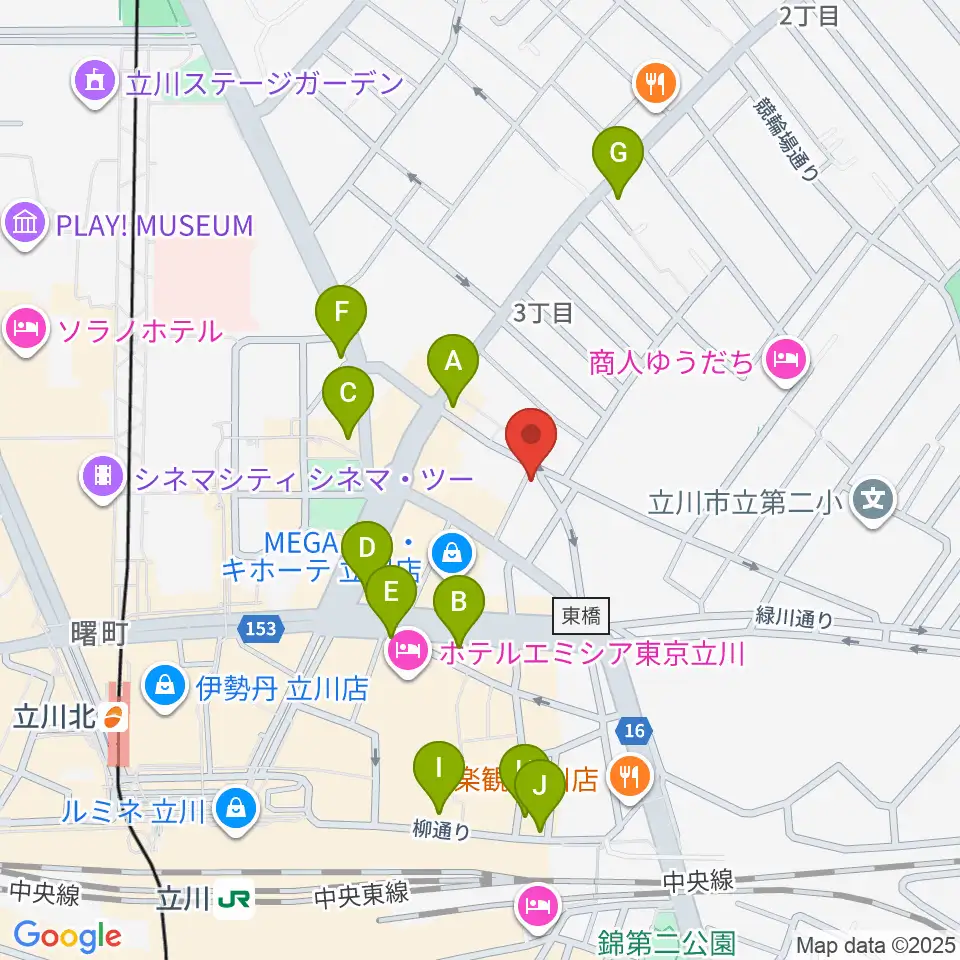 立川バー・ペンタトニック周辺のコンビニエンスストア一覧地図