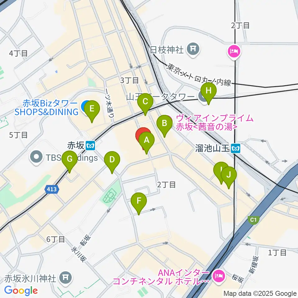 赤坂カーペディアム周辺のコンビニエンスストア一覧地図