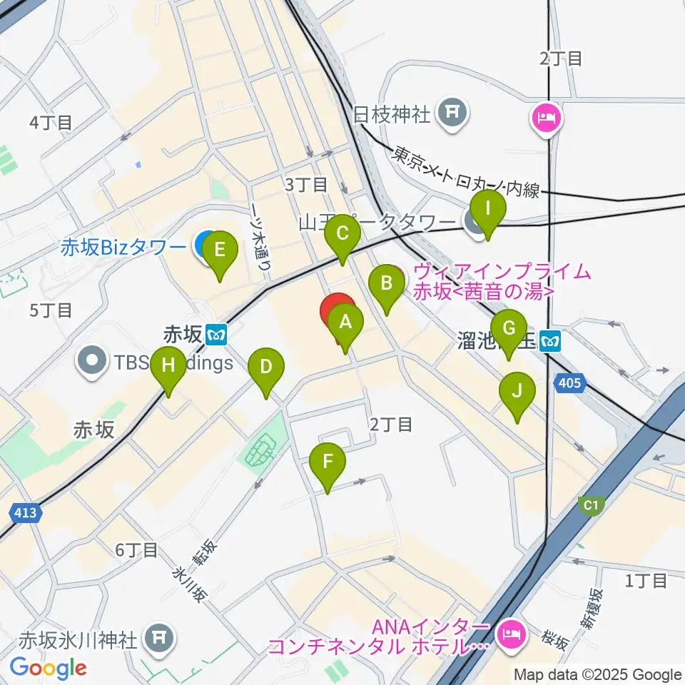 赤坂カーペディアム周辺のコンビニエンスストア一覧地図
