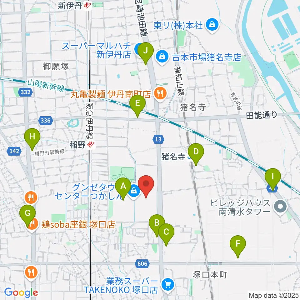 つかしんカルチャーセンター周辺のコンビニエンスストア一覧地図