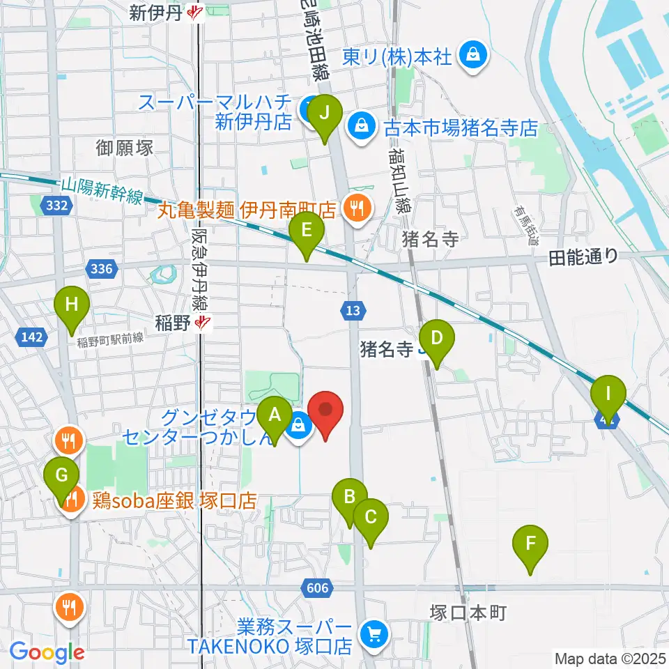 つかしんカルチャーセンター周辺のコンビニエンスストア一覧地図