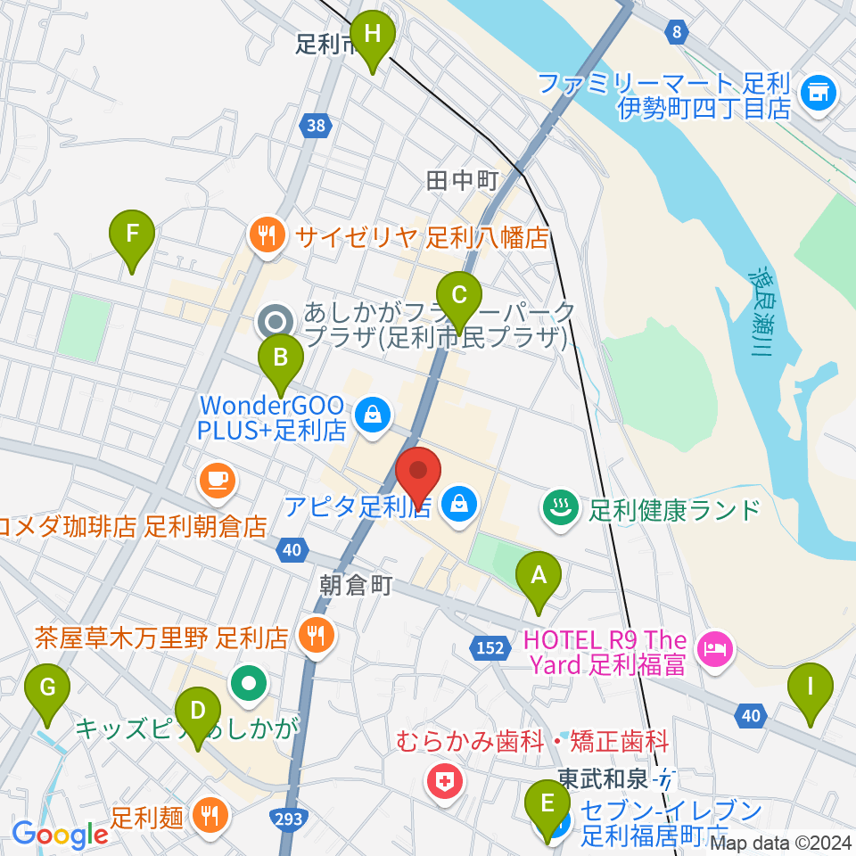 足利カルチャーセンター周辺のコンビニエンスストア一覧地図