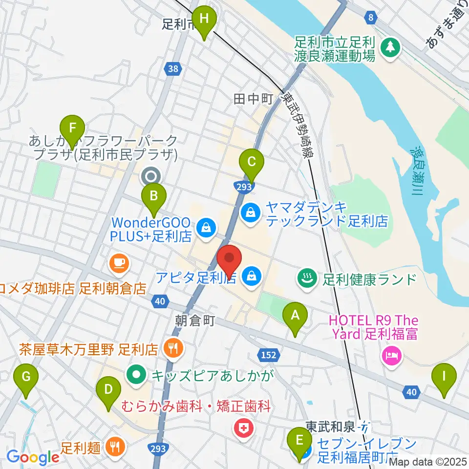 足利カルチャーセンター周辺のコンビニエンスストア一覧地図