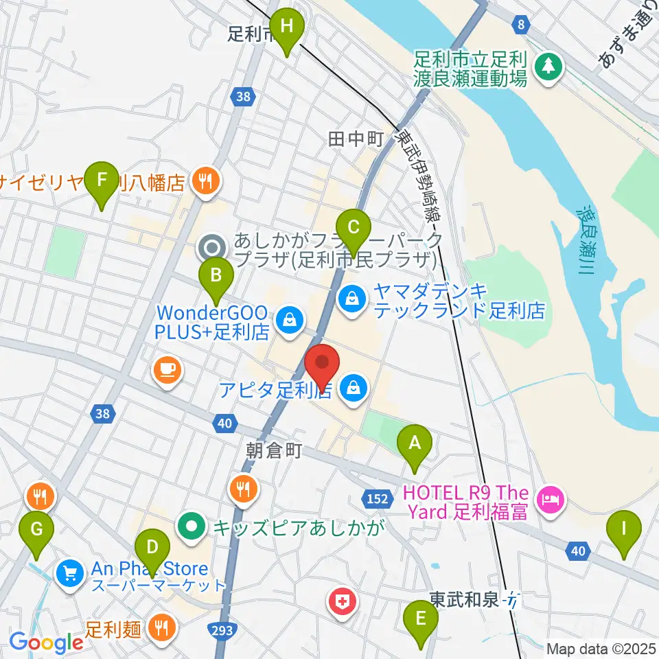 足利カルチャーセンター周辺のコンビニエンスストア一覧地図