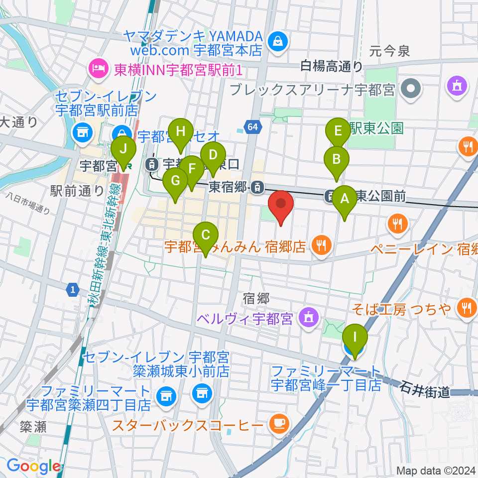 アコースティックスタジオ周辺のコンビニエンスストア一覧地図