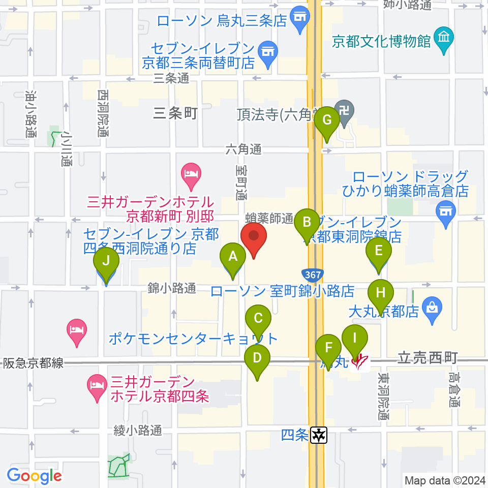 京都芸術センター周辺のコンビニエンスストア一覧地図