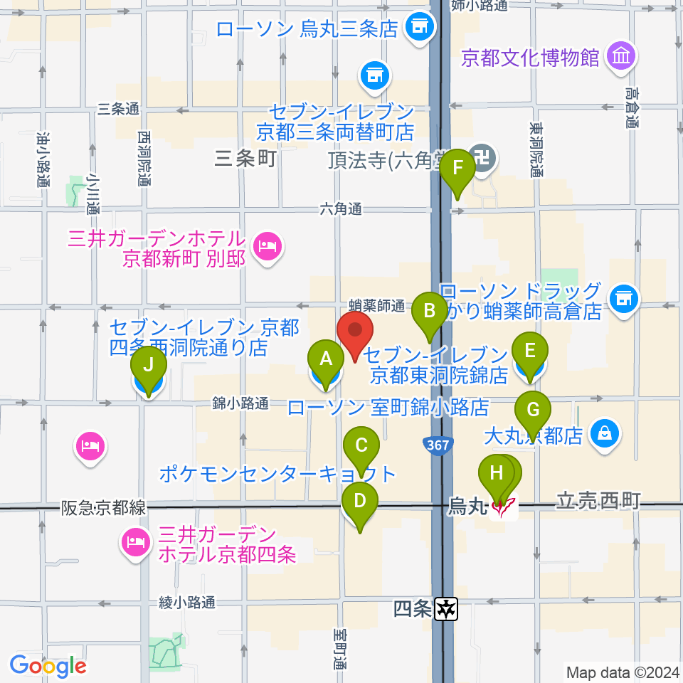 京都芸術センター周辺のコンビニエンスストア一覧地図