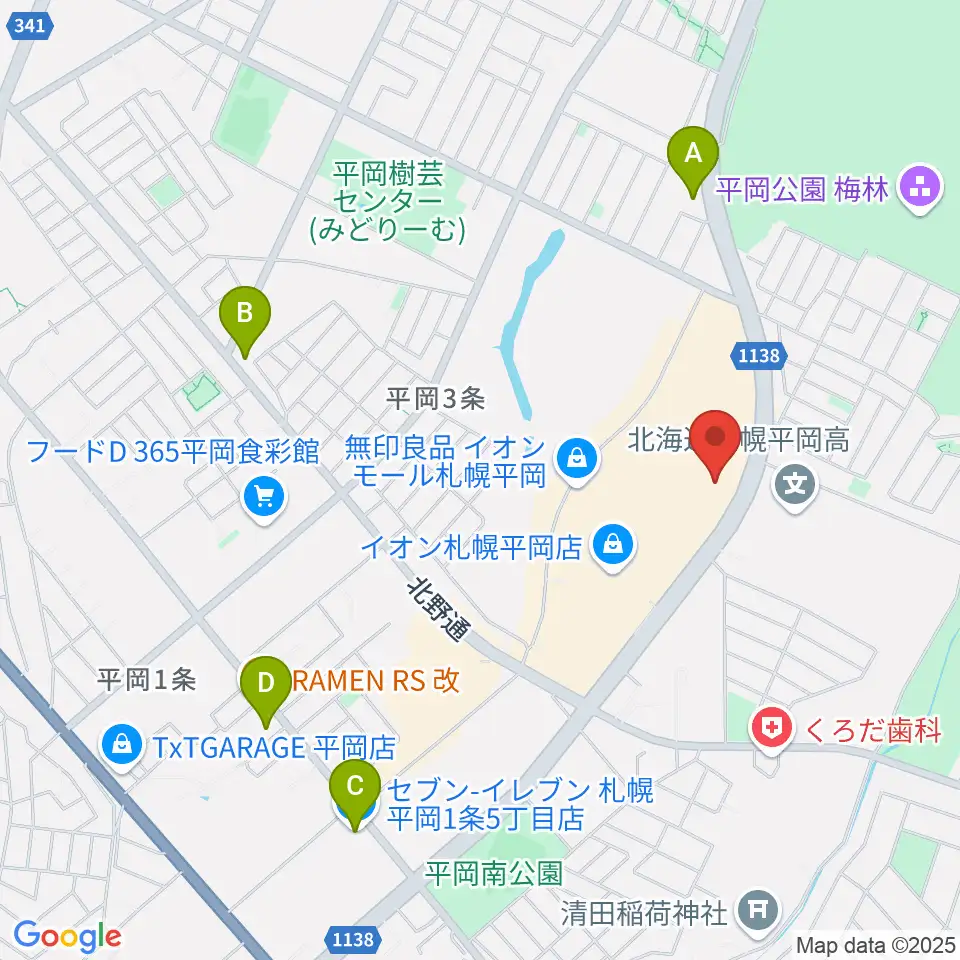 札幌カルチャーセンター平岡周辺のコンビニエンスストア一覧地図