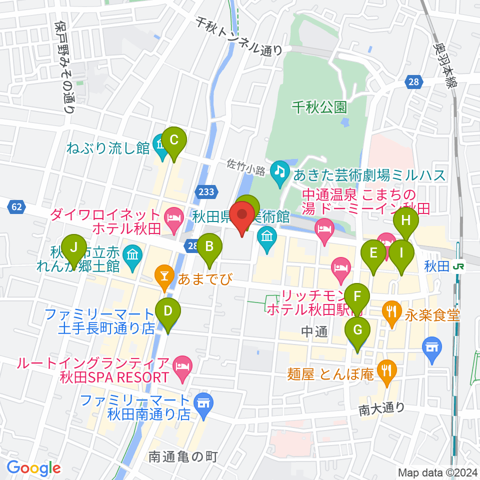 秋田カルチャースクール周辺のコンビニエンスストア一覧地図