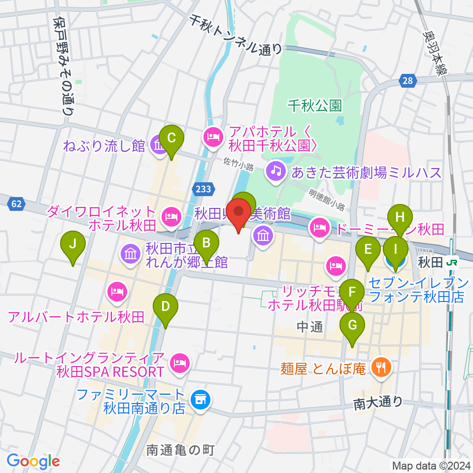 秋田カルチャースクール周辺のコンビニエンスストア一覧地図