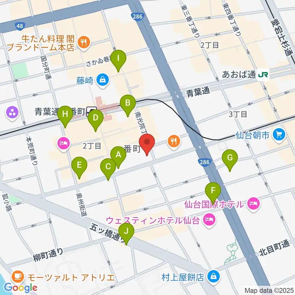 仙台青葉カルチャーセンター周辺のコンビニエンスストア一覧地図