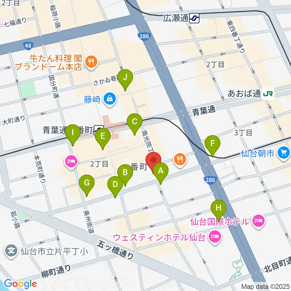 仙台青葉カルチャーセンター周辺のコンビニエンスストア一覧地図