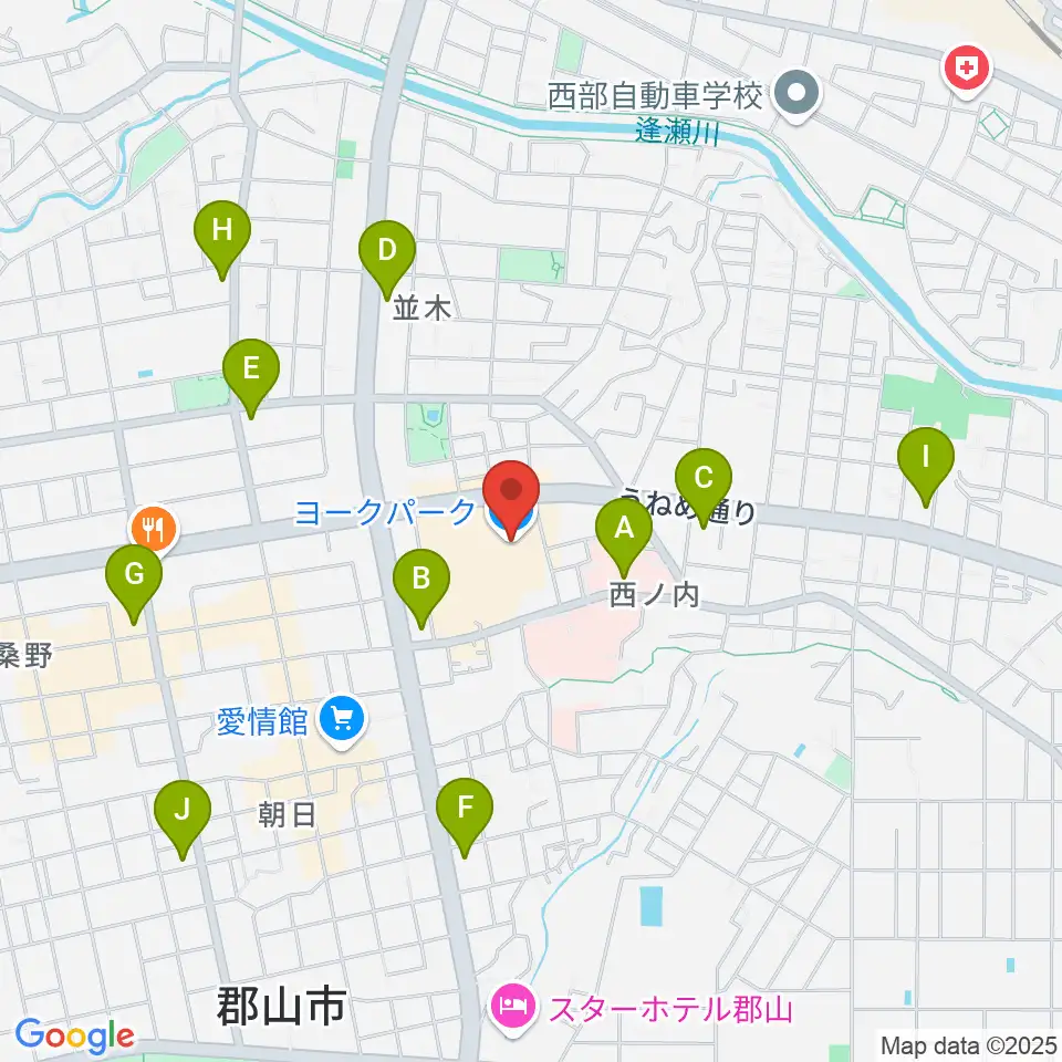 ヨークカルチャーセンター郡山周辺のコンビニエンスストア一覧地図