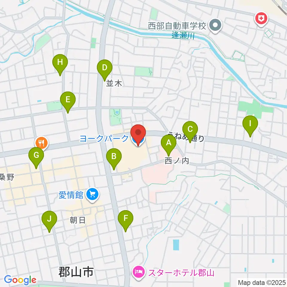 ヨークカルチャーセンター郡山周辺のコンビニエンスストア一覧地図