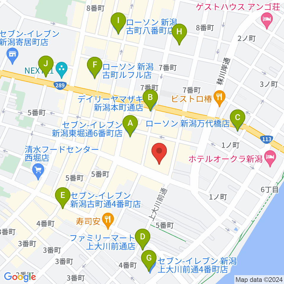 ヨークカルチャーセンター新潟周辺のコンビニエンスストア一覧地図