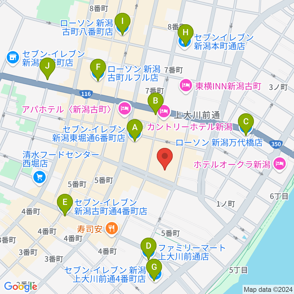 ヨークカルチャーセンター新潟周辺のコンビニエンスストア一覧地図