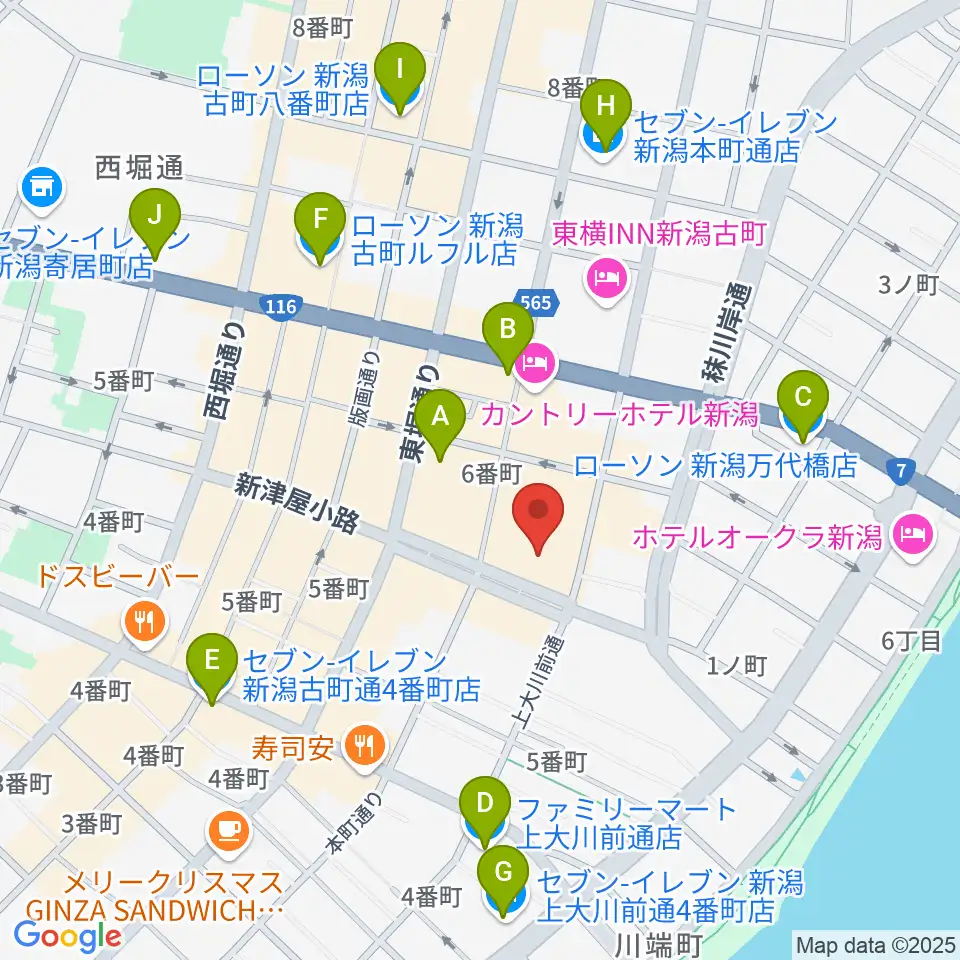 ヨークカルチャーセンター新潟周辺のコンビニエンスストア一覧地図