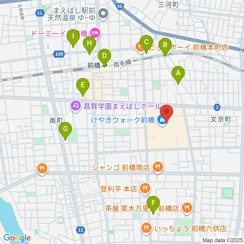 前橋カルチャーセンター周辺のコンビニエンスストア一覧地図