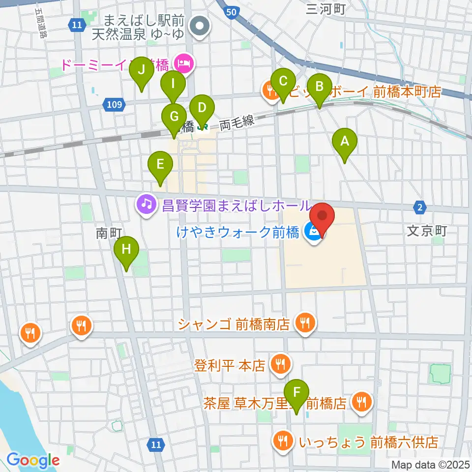 前橋カルチャーセンター周辺のコンビニエンスストア一覧地図