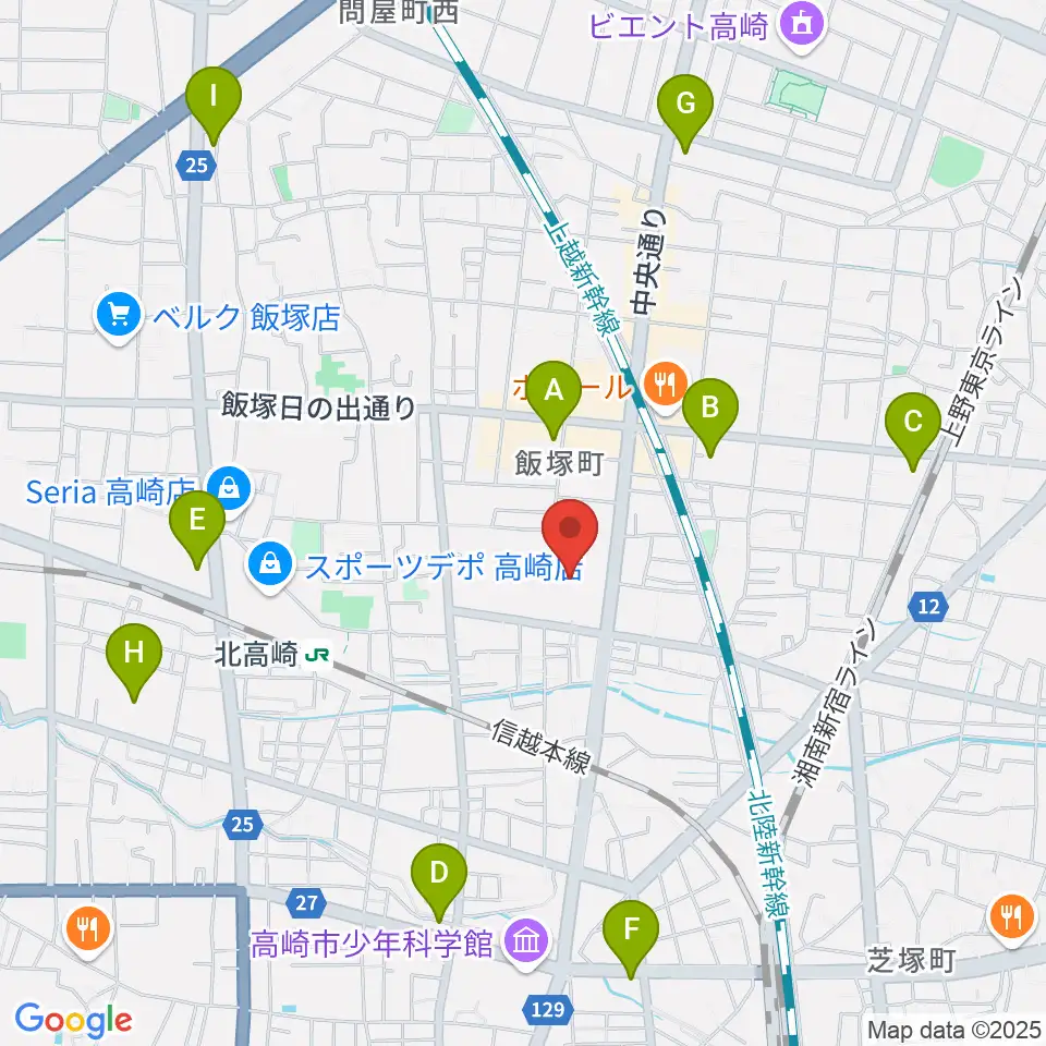 高崎カルチャーセンター周辺のコンビニエンスストア一覧地図