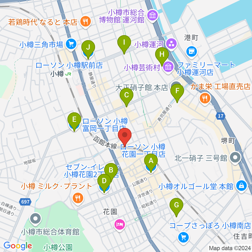 小樽ニューポート周辺のコンビニエンスストア一覧地図