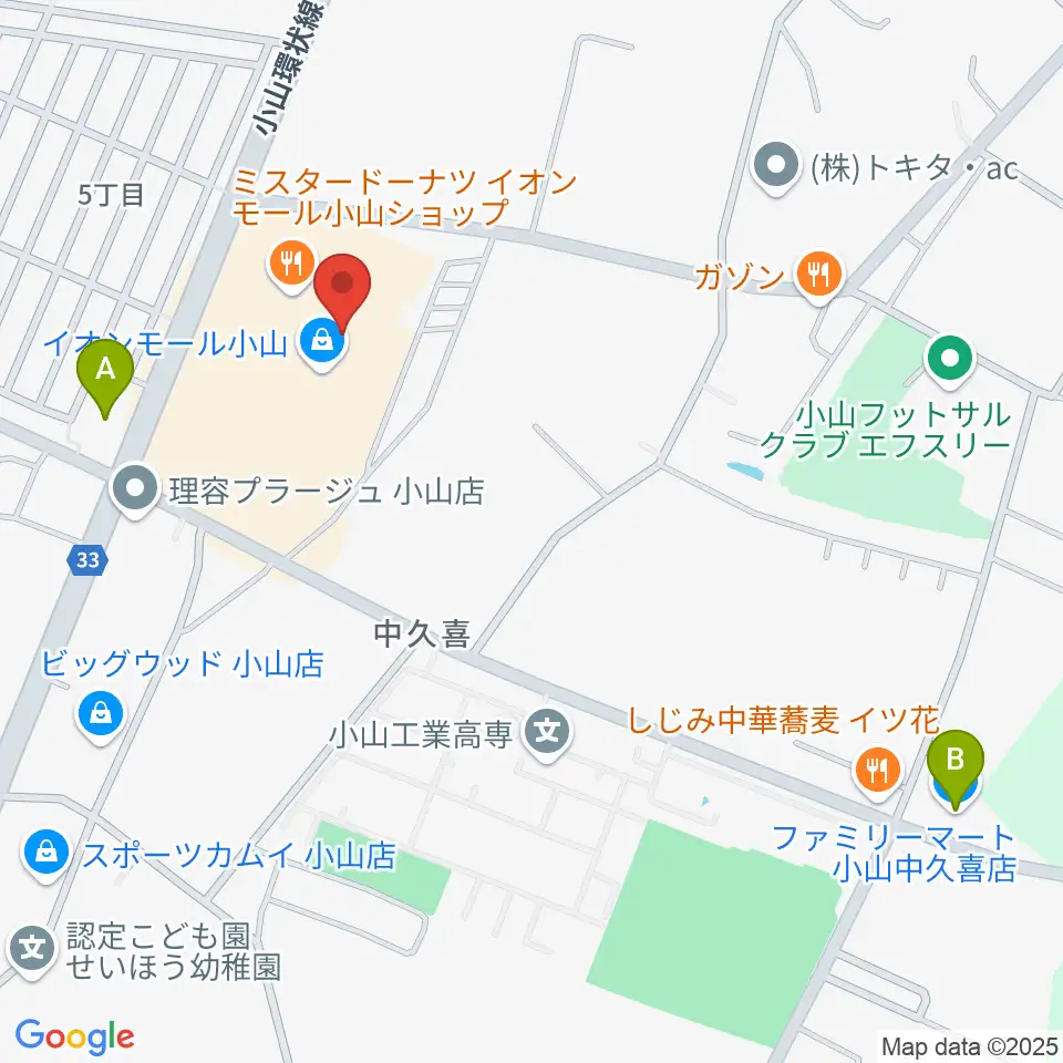 小山カルチャーセンター周辺のコンビニエンスストア一覧地図
