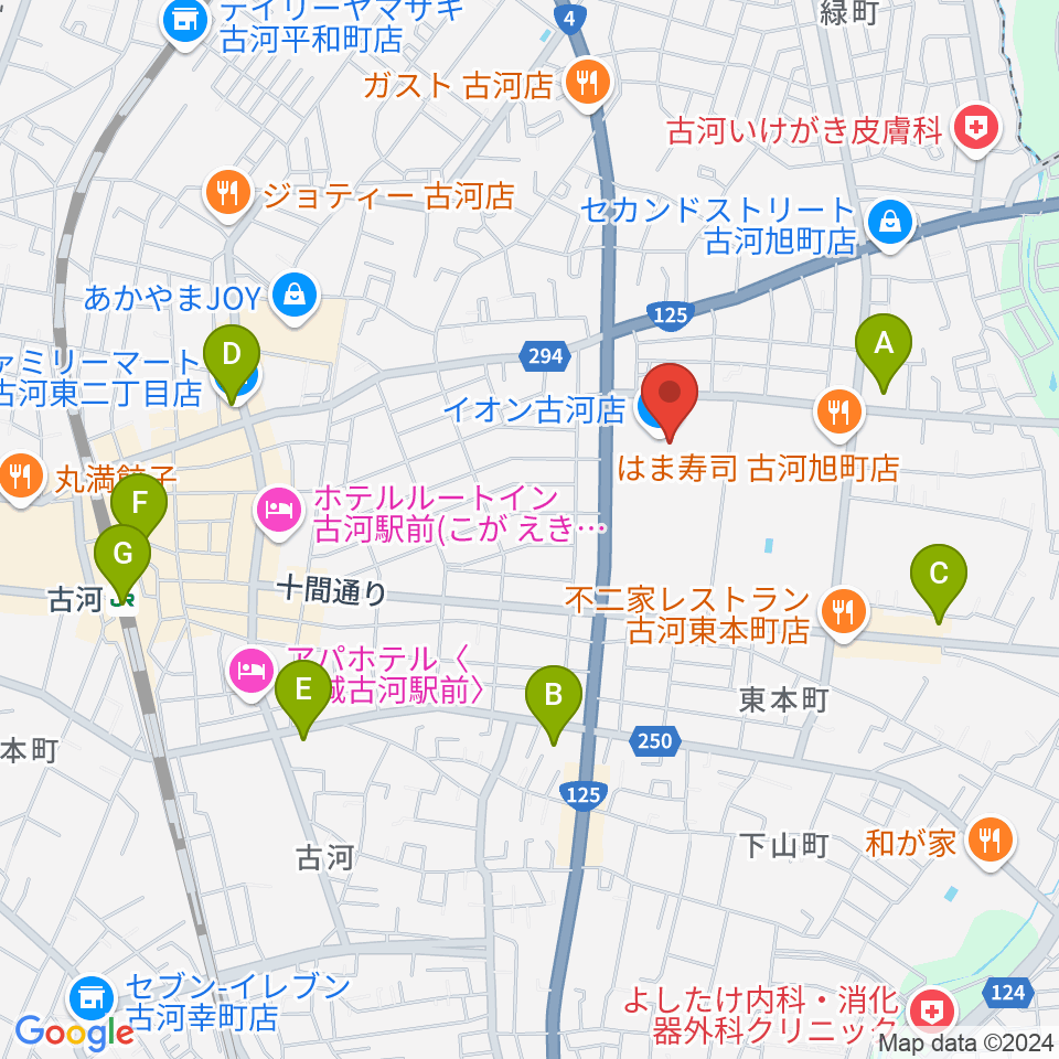 古河カルチャーセンター周辺のコンビニエンスストア一覧地図