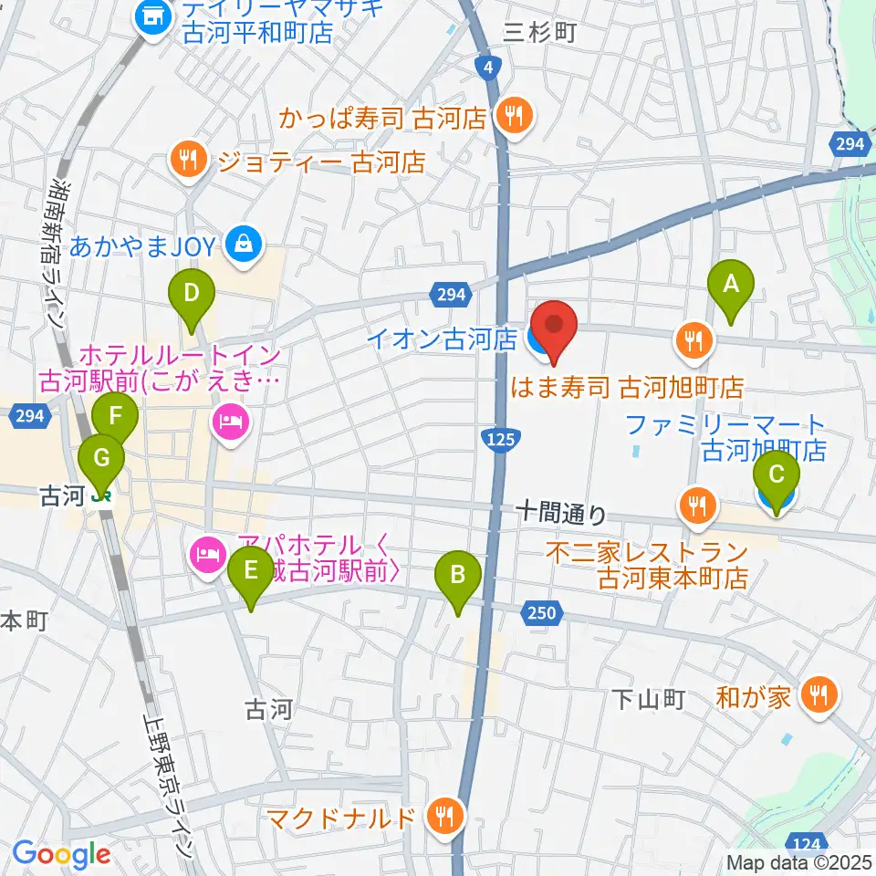 古河カルチャーセンター周辺のコンビニエンスストア一覧地図