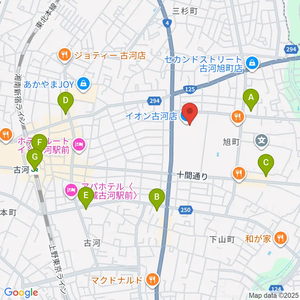 古河カルチャーセンター周辺のコンビニエンスストア一覧地図