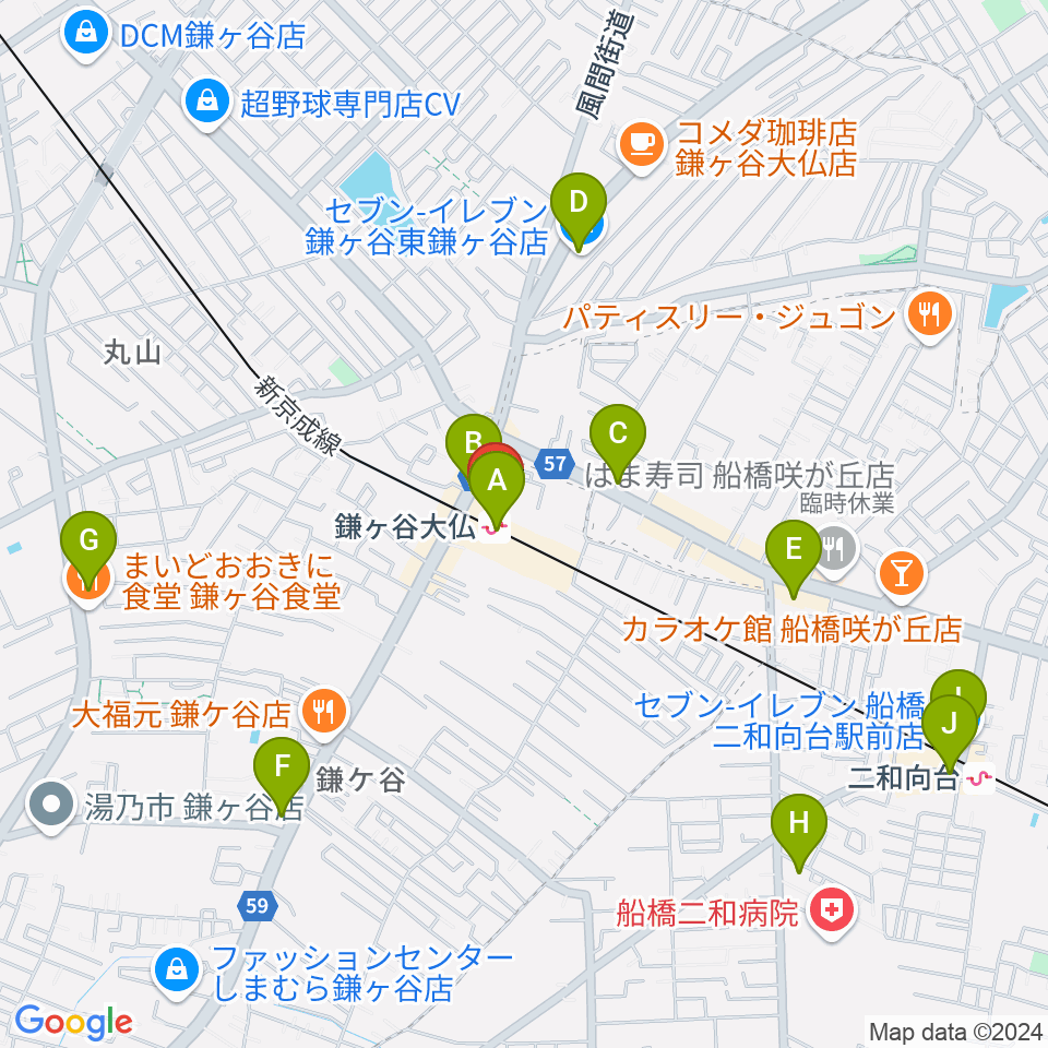 鎌ケ谷カルチャーセンター周辺のコンビニエンスストア一覧地図