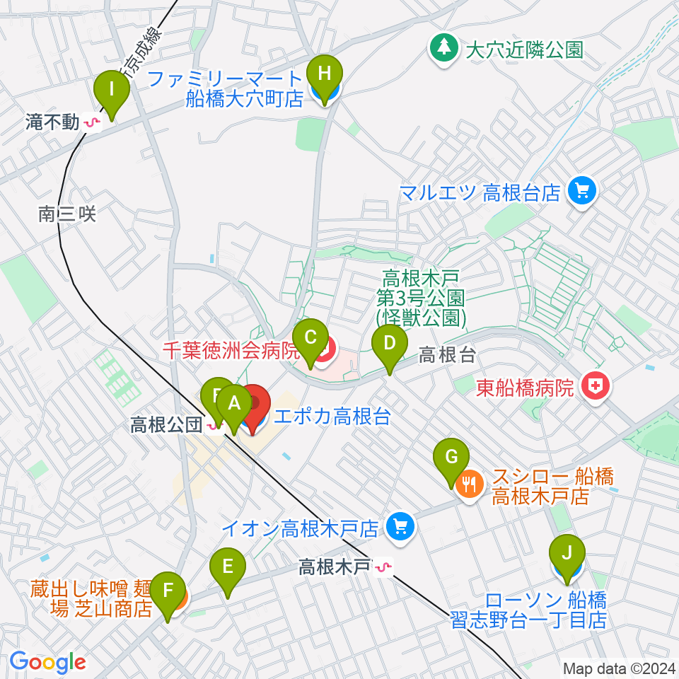 高根台カルチャーセンター周辺のコンビニエンスストア一覧地図