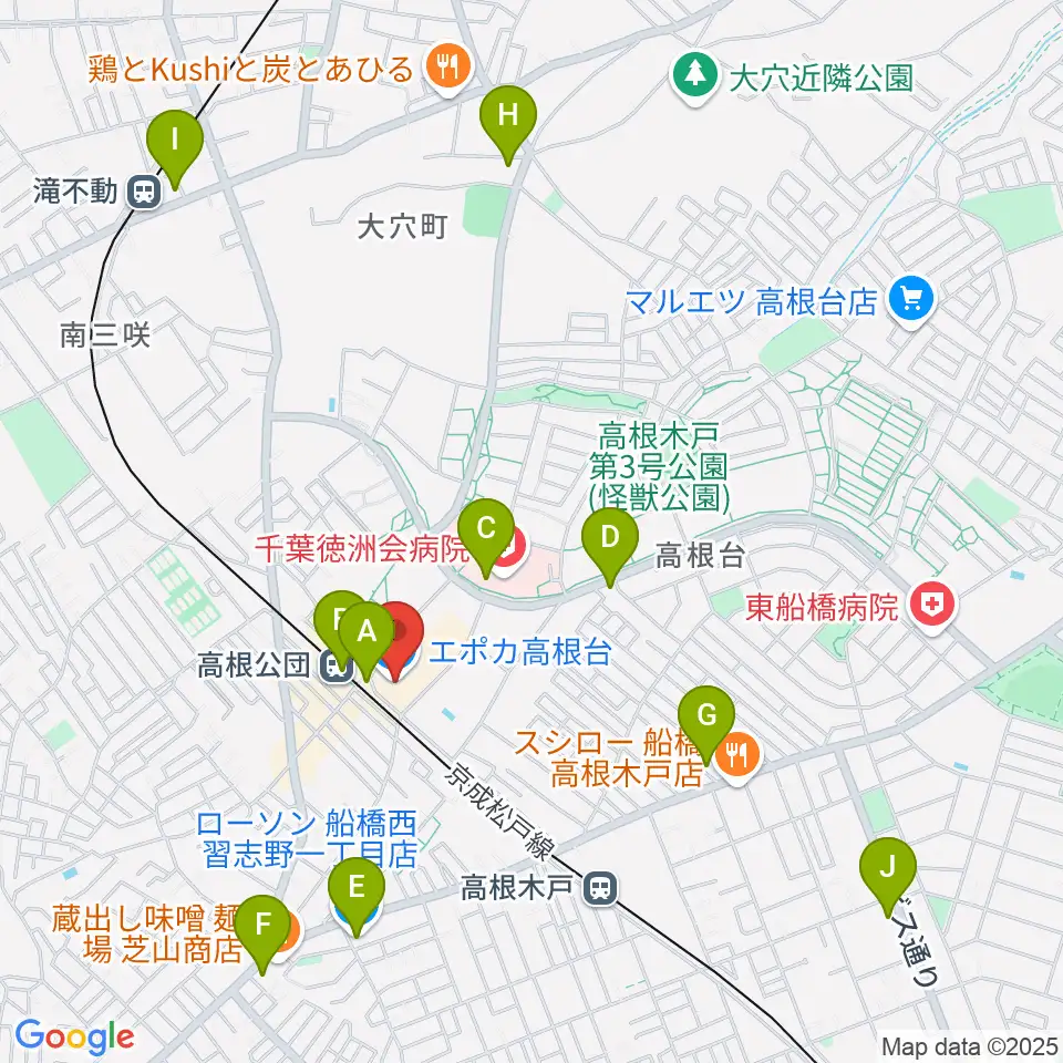 高根台カルチャーセンター周辺のコンビニエンスストア一覧地図