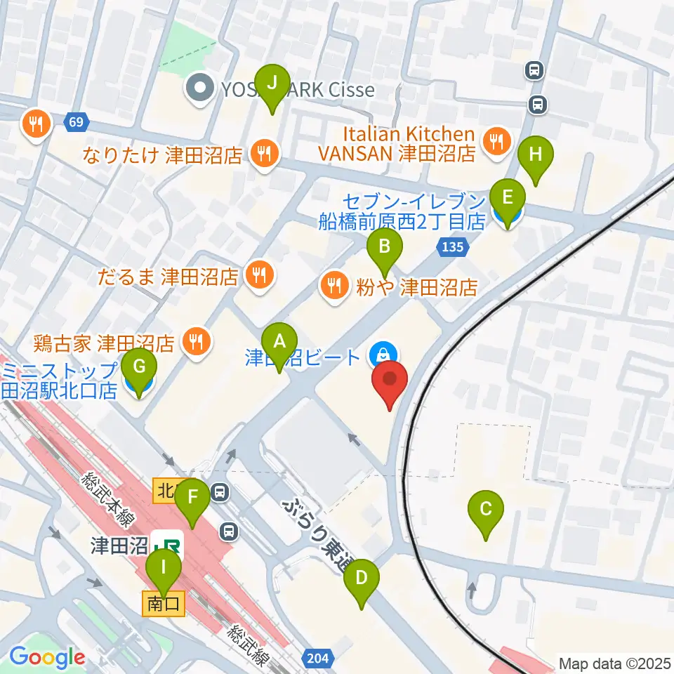 津田沼カルチャーセンター周辺のコンビニエンスストア一覧地図